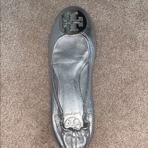 Tory Burch Silver Ballet Flats